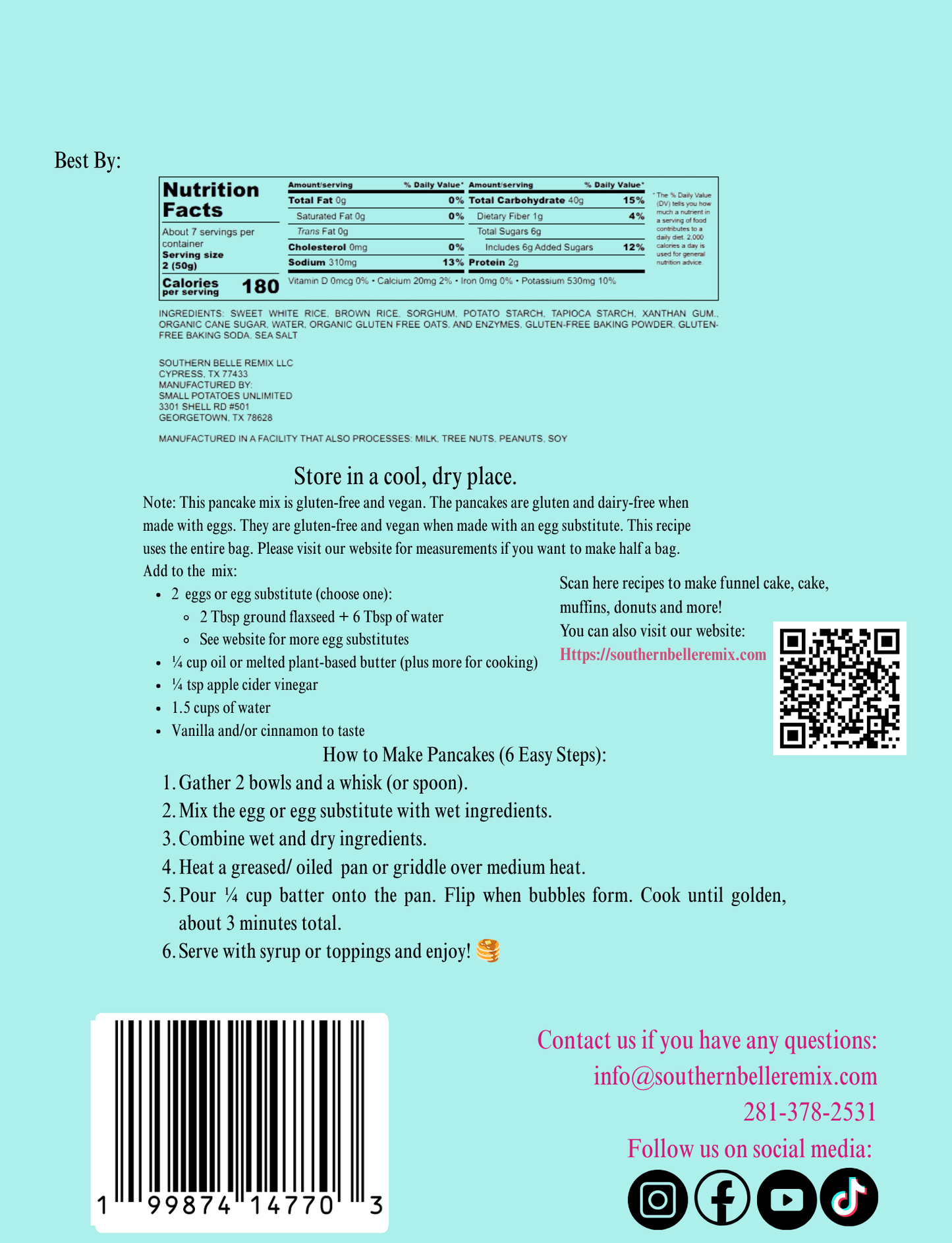 Gluten-Free and Vegan Pancake Mix 12 oz
